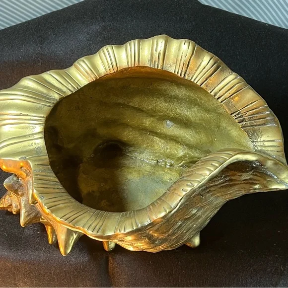 Large Brass Conch Shell Planter Catchall Bottle Cooler Decor by Rosenthal Netter Decor